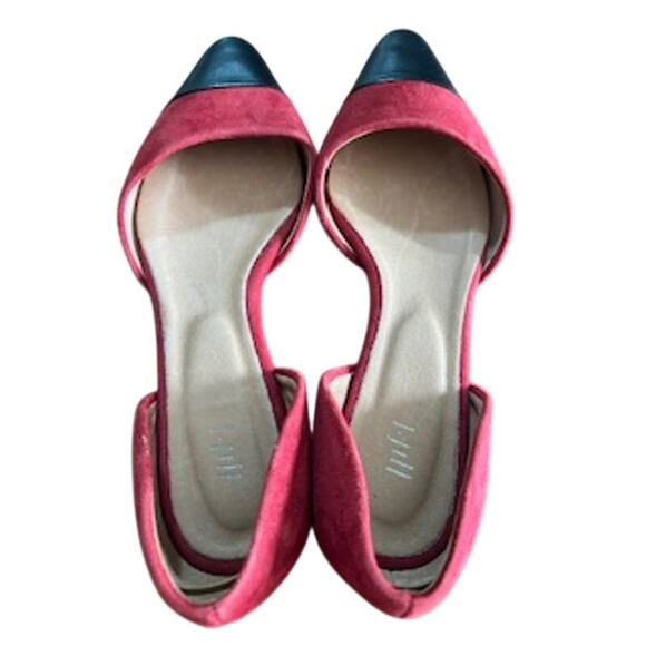 J. Jill Women's sz 9M Gray Black & Garnet Red Suede Pointed Toe D'Orsay Flats - Picture 9 of 11